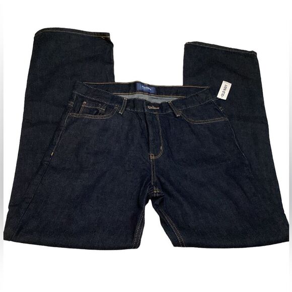 Old Navy Dark Wash Straight Leg Jeans - Classic Denim Comfort - Picture 3 of 9